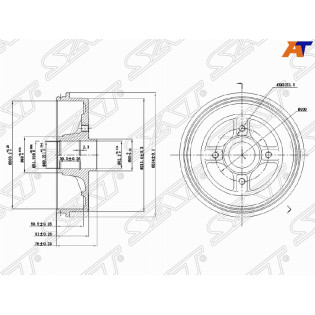 Барабан тормозной RENAULT LOGAN 04-15/SANDERO 07-14 (ступица d=52мм) SAT