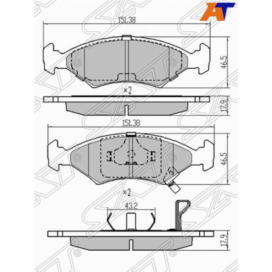 Колодки тормозные перед CHEVROLET COBALT 11-/RAVON R4 17-/KIA SPORTAGE 93-05 SAT