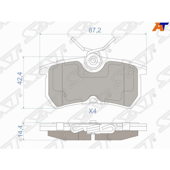 Колодки тормозные зад FORD FOCUS I 98-04/FIESTA 05- SAT