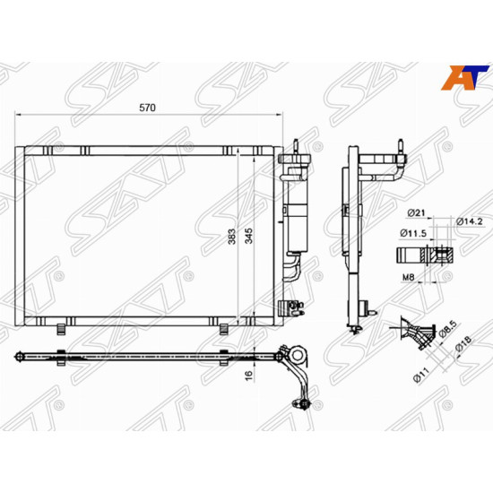 Радиатор кондиционера  FORD FIESTA 09- SAT