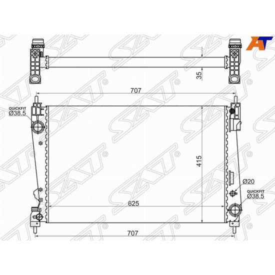 Радиатор OPEL CORSA D 1.3TD/1.6T/1.7TD 06- // FIAT BRAVO 1.4/1.4T/1.6TD/1.9TD 07- SAT