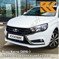 Бампер передний в цвет кузова Лада Веста (2015-) 221 - Ледниковый - Белый